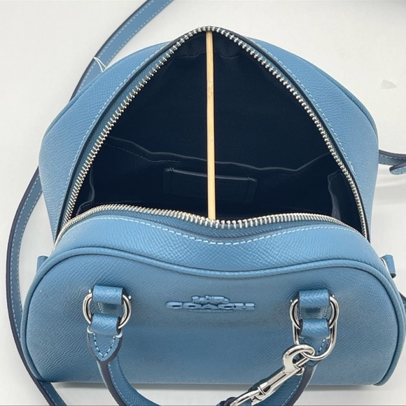 Coach Sydney Satchel Crossbody Bag Leather Midnight Blue - Picture 8 of 12